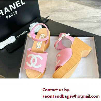 Chanel Fabric  &  Patent Calfskin Sandals G45555 Pink 2024